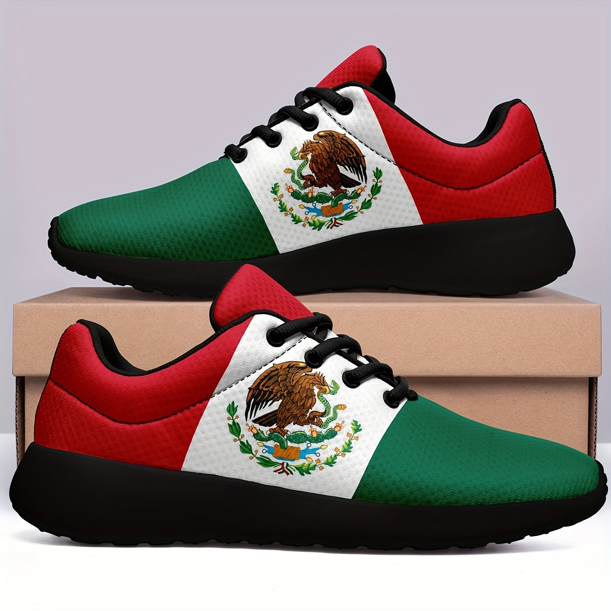 Plus Size Men's Mexico Flag Pattern Sneakers